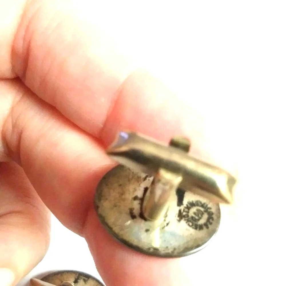 Vintage Sterling Silver Mens MEXICAN cufflinks abalone 1940s 1950s
